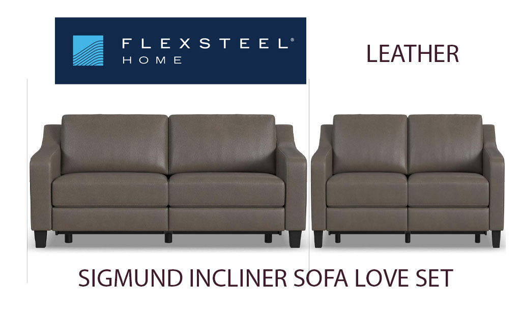 Sigmund Power Incliner Sofa and Love Leather BOTH PIECES! - primary view